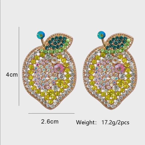 Cubic Zirconia Gold Lemon Earrings - Picture 6 of 6